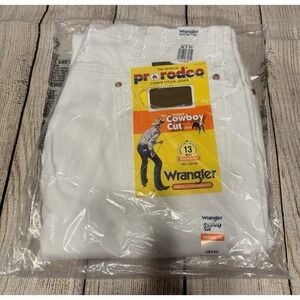 NWT Wranglers Original Cowboy Cut White Jeans Sz 38 x 30 NEW 1013MWZWI GTb7